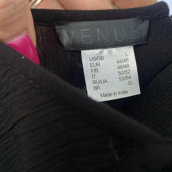 VENUS Black Gauze Maxi Dress Tiered w Open Lace Between Adjustable Straps L NWOT - Picture 10 of 11